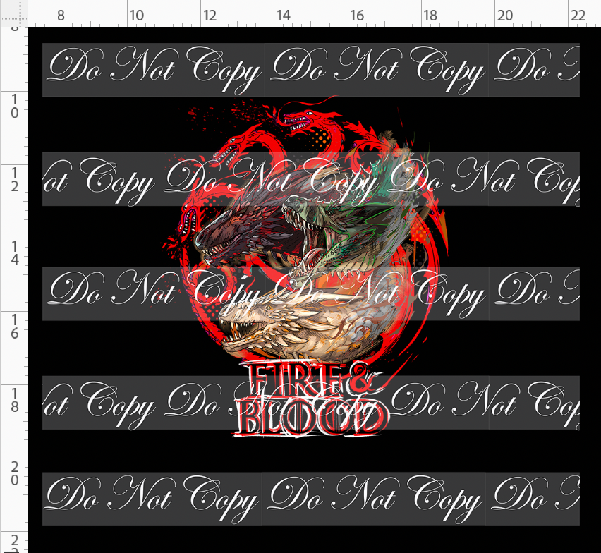 PREORDER - Fire and Blood - Panel - 3 Dragons Fire and Blood - Black - ADULT