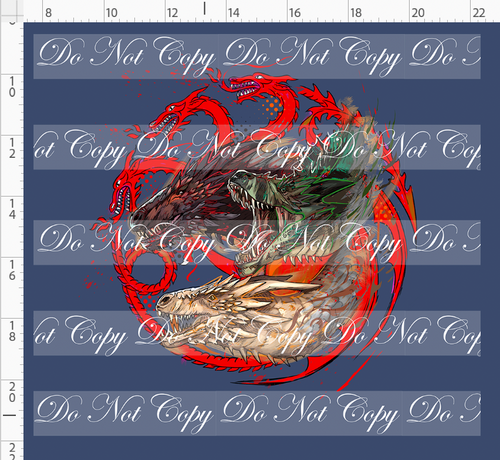 PREORDER - Fire and Blood - Panel - 3 Dragons - Blue - ADULT