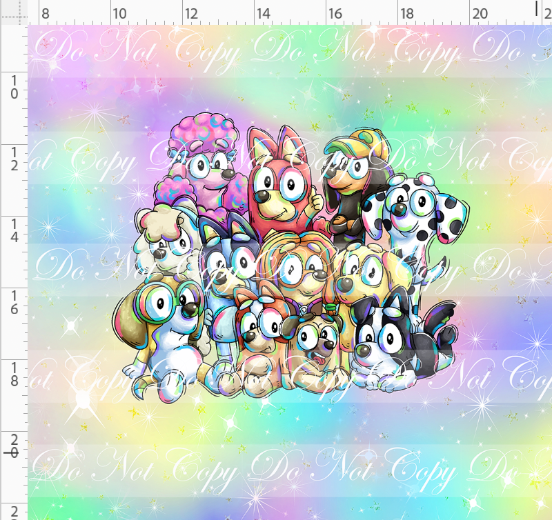 PREORDER - Heeler Hideaway - Panel - Group - Pastel Rainbow - ADULT