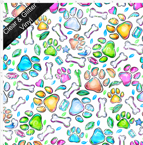 PREORDER - Patrol Pups - Paw Prints - SMALL SCALE - CLEAR & GLITTER VINYL