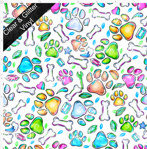 PREORDER - Patrol Pups - Paw Prints - SMALL SCALE - CLEAR & GLITTER VINYL