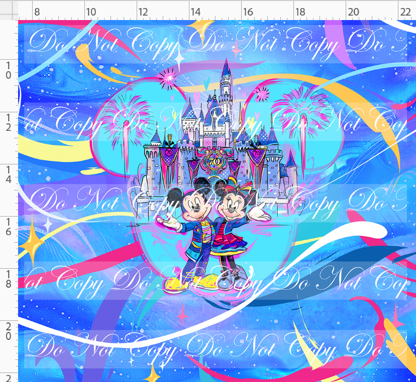 PREORDER - 70 Years of Magic - Panel - Royal Blue - 2 Mice - ADULT