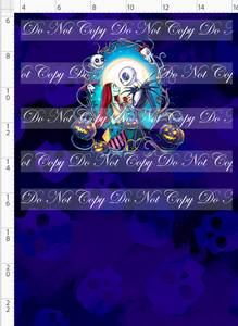 PREORDER - This is Halloween - Panel - Blue Skulls - Couple with Kids - CHILD