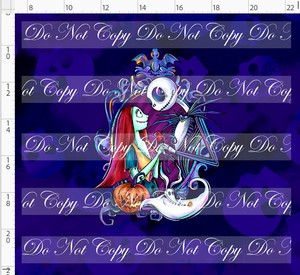 PREORDER - This is Halloween - Panel - Blue Skulls - Couple with Dog - ADULT