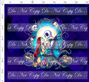 PREORDER - This is Halloween - Panel - Blue Skulls - Couple with Kids - ADULT