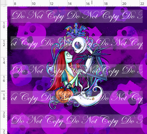 PREORDER - This is Halloween - Panel - Purple Skulls - Couple with Dog - ADULT
