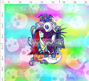 PREORDER - This is Halloween - Panel - Rainbow Skulls - Couple with Dog - ADULT