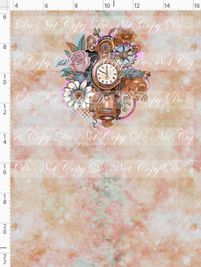 PREORDER - Steampunk Tinkers - Panel - Antique Rose - Clock with Flowers - CHILD