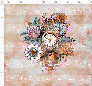 PREORDER - Steampunk Tinkers - Panel - Antique Rose - Clock with Flowers - ADULT