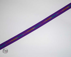 RETAIL Zipper Tape - Deep Purple tape with Rainbow coils