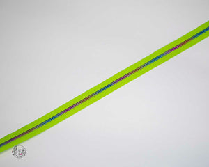RETAIL Zipper Tape - Lime Tape with Rainbow coils