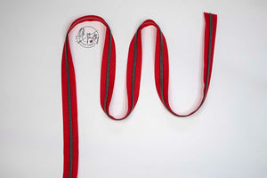 RETAIL Zipper Tape - Red Tape with Gunmetal coils