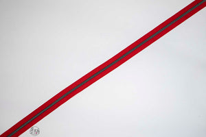 RETAIL Zipper Tape - Red Tape with Gunmetal coils