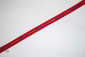 RETAIL Zipper Tape - Red Tape with Rainbow coils