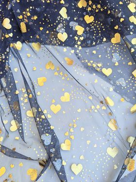 Ready to Ship - Hearts - Tulle - Gold Foil - #48 Base