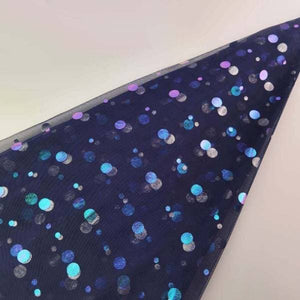 Ready to Ship - Poly Tulle - Dots-Blue/Purple on Navy #48 base