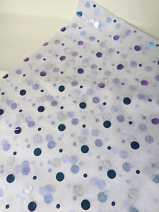 Ready to Ship - Poly Tulle - Dots-Blue/Purple on White