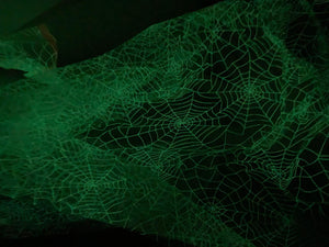 Ready to Ship - Poly Tulle - Spider web-GLOW IN THE DARK-Iridescent on black (Base #1)