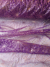 Ready to Ship - Poly Tulle - Spider web-pink foil on purple (#76)