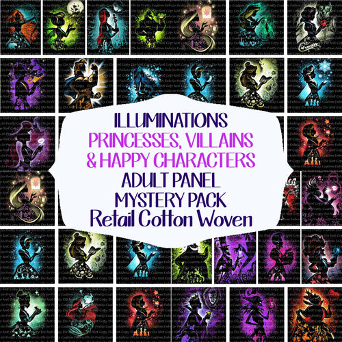 Retail - Illumination - Princesses, Villains and Happy Characters - Cotton Woven - Adult Panels - Mystery Pack