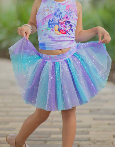 Ready to ship - Splatter - Tulle - Purple/Aqua/White