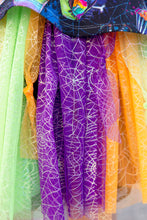 Ready to Ship - Poly Tulle - Spider web-GLOW IN THE DARK-Iridescent on purple (#76)