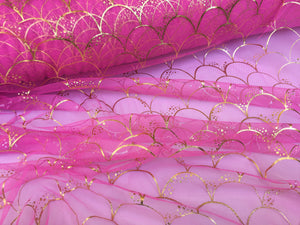 Ready to Ship - Mermaid Scales - Tulle - Gold Foil - #17 Base