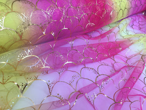 Ready to Ship - Mermaid Scales - Tulle - Gold Foil - Sunset