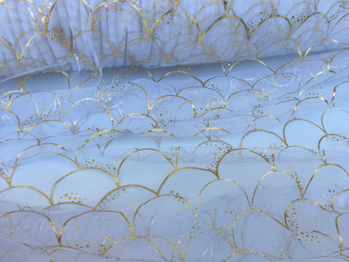 Ready to Ship - Mermaid Scales - Tulle - Gold Foil - #2 Base