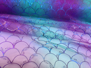 Ready to Ship - Mermaid Scales - Tulle - Blue Foil - Light Purple/Teal