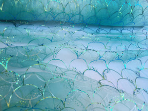 Ready to Ship - Mermaid Scales - Tulle - Green Foil - Teal/Light Teal