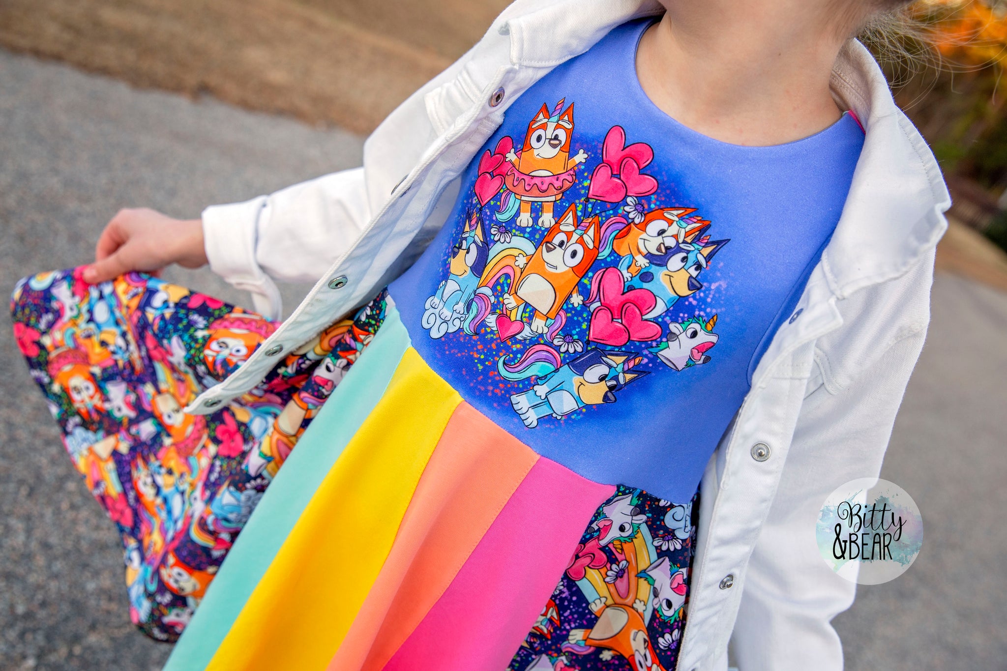 PREORDER - Rainbow Heelers - Main - Blue - REGULAR SCALE – Oh So Pretty  Custom Fabric