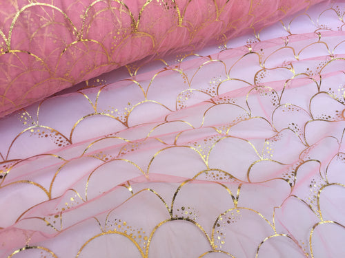 Ready to Ship - Mermaid Scales - Tulle - Gold Foil - #21 Base