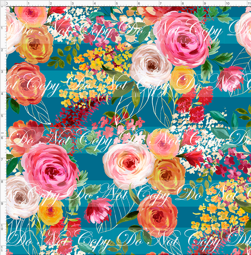 PREORDER - Fabulous Florals - Fall Roses - Teal - REGULAR SCALE