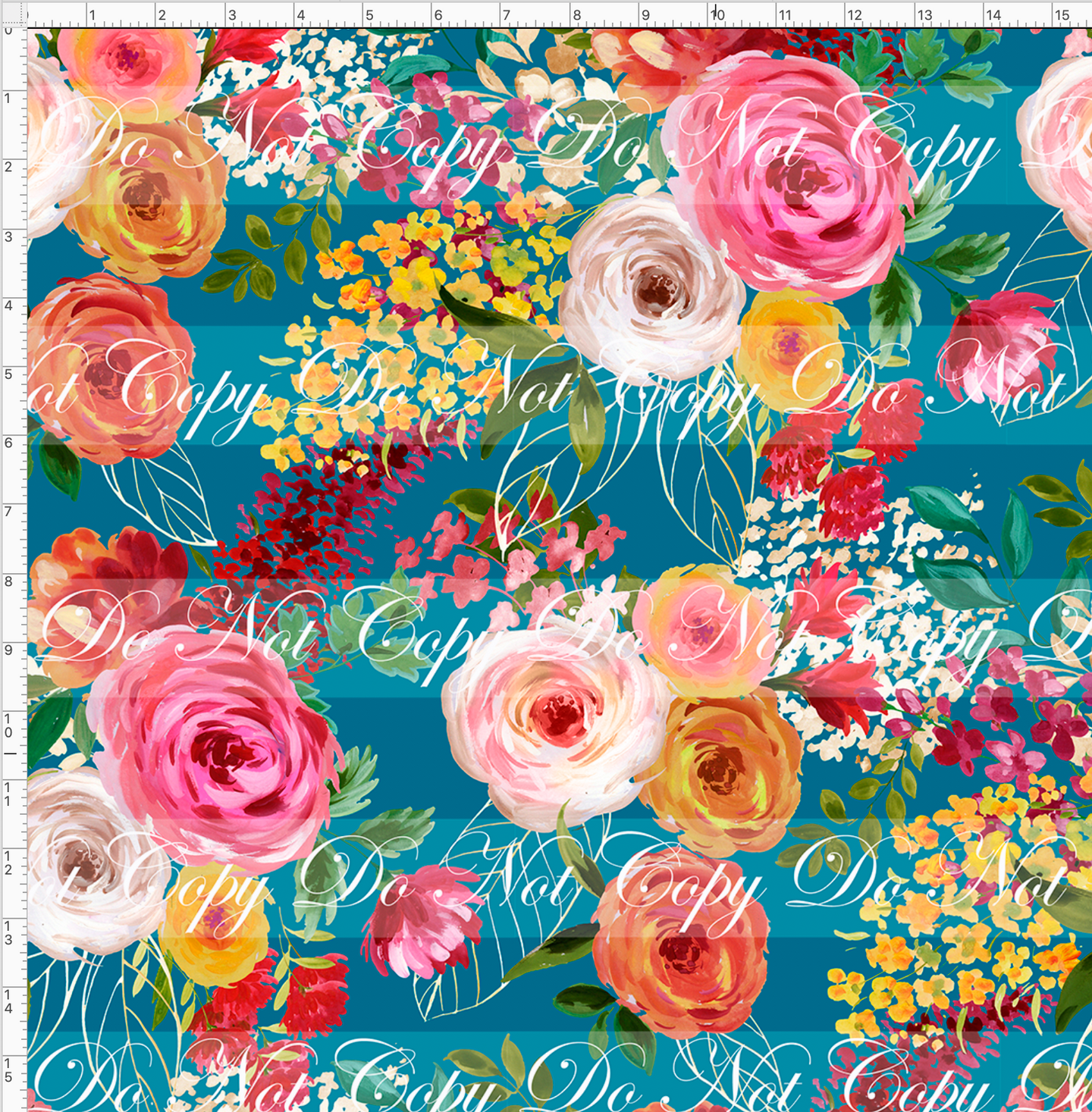 PREORDER - Fabulous Florals - Fall Roses - Teal - LARGE SCALE