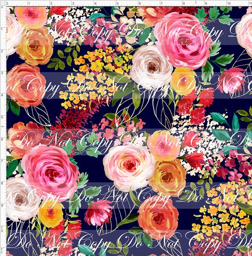 PREORDER - Fabulous Florals- Fall Roses - Navy - REGULAR SCALE