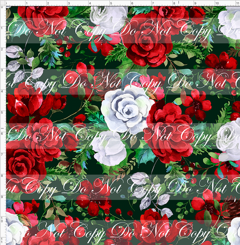 PREORDER - Fabulous Florals - Christmas Roses - Green - REGULAR SCALE