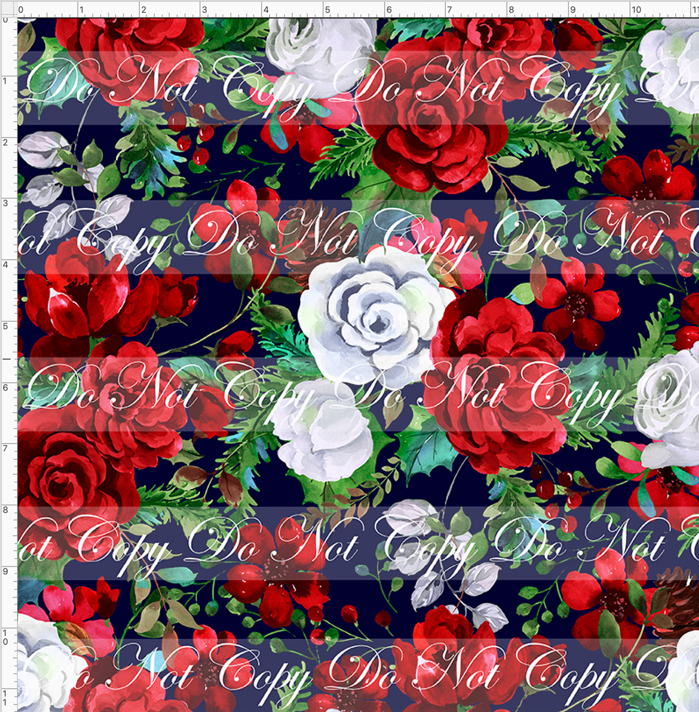 PREORDER - Fabulous Florals - Christmas Roses - Blue - REGULAR SCALE