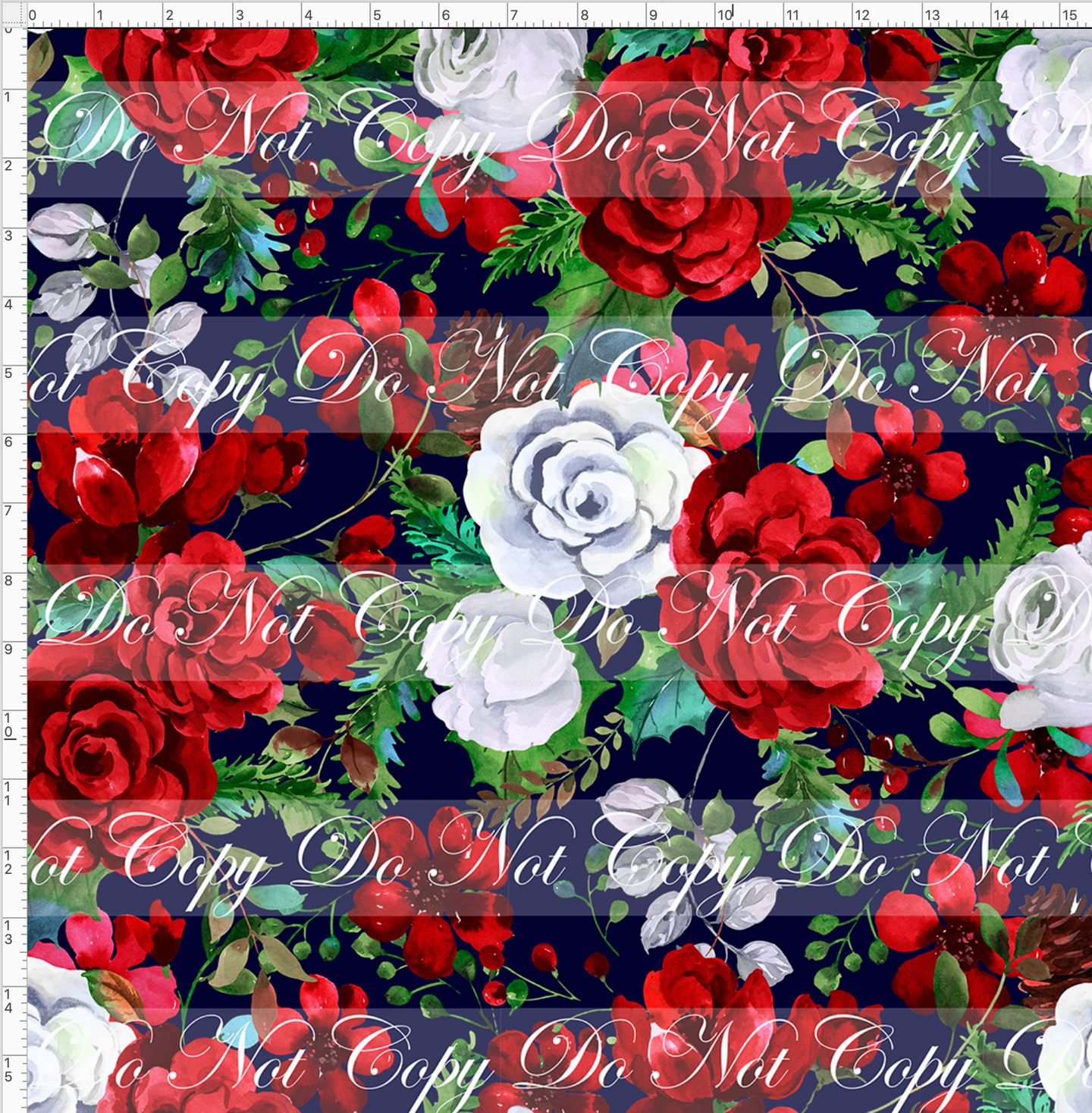 Retail Autumn/Winter Essentials - Christmas Roses - Blue - LARGE SCALE