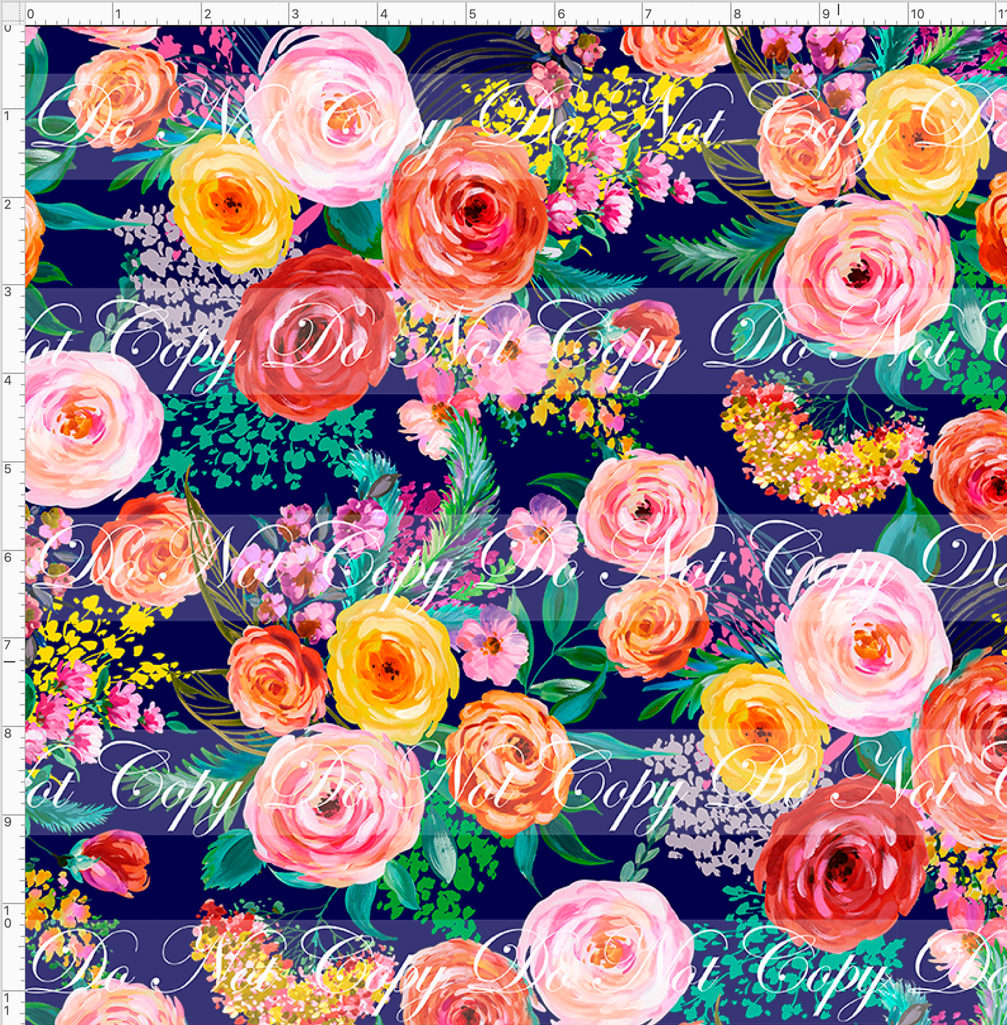 PREORDER - Fabulous Florals - Brilliant Autumn - Navy - REGULAR SCALE