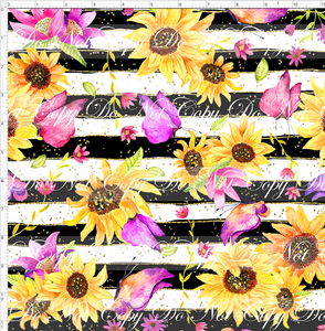 PREORDER - Fabulous Florals - Sunflower - Black White Stripe