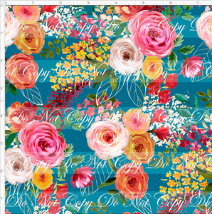 PREORDER - Fabulous Florals - Fall Roses - Teal - SMALL SCALE