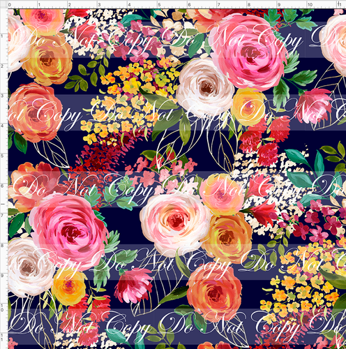 PREORDER - Fabulous Florals - Fall Roses - Navy - SMALL SCALE