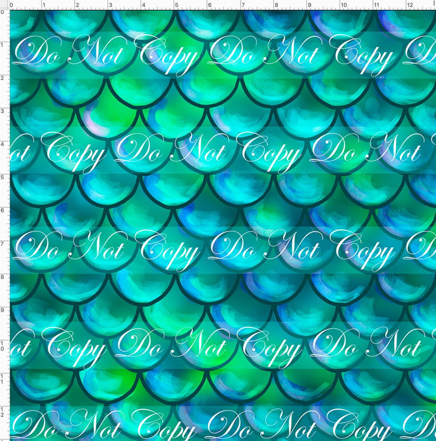 CATALOG - PREORDER R51 - Under the Sea - Scales - Teal - REGULAR SCALE