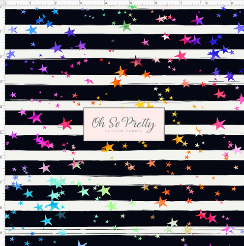 CATALOG -  PREORDER R53 - Spotted Puppies - Black and White Stripe with Colorful Stars