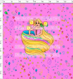Retail - Tea Cup Party - Golden Hair - Panel - Pink