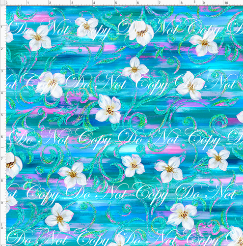 CATALOG - PREORDER - R54 - A Whole New World - Watercolor - Floral Coordinate - Blue - REGULAR SCALE