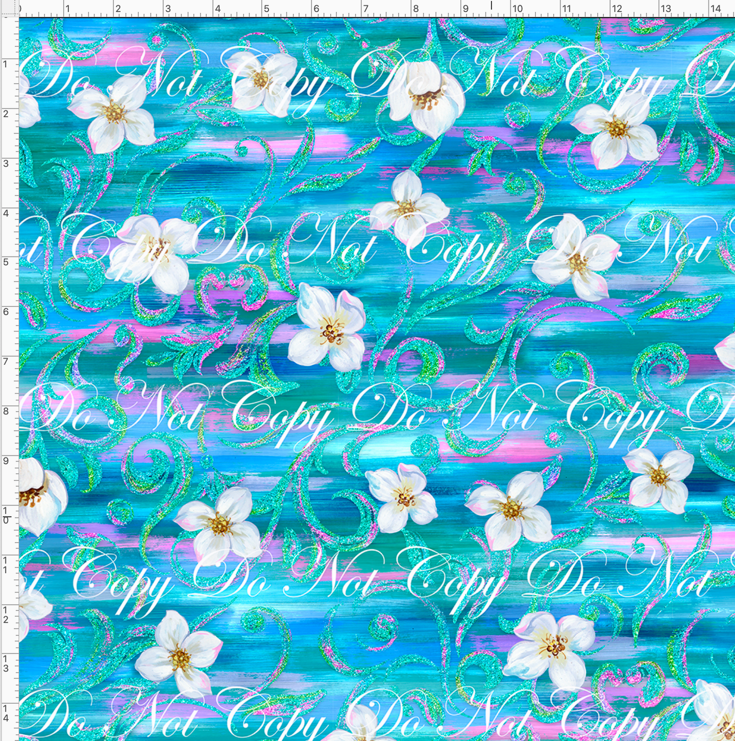 CATALOG - PREORDER - R54 - A Whole New World - Watercolor - Floral Coordinate - Blue - LARGE SCALE