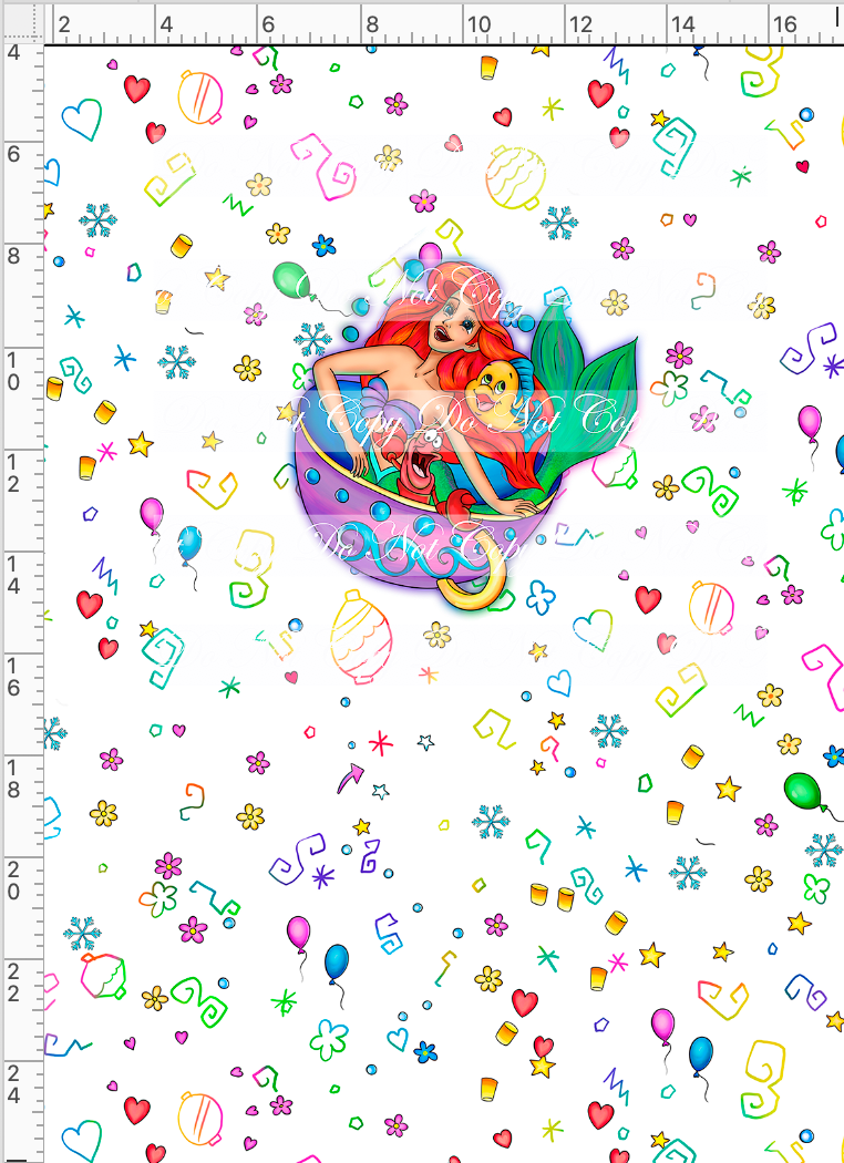 CATALOG R54 - Tea Cup Party - Mermaid - Panel - White - CHILD