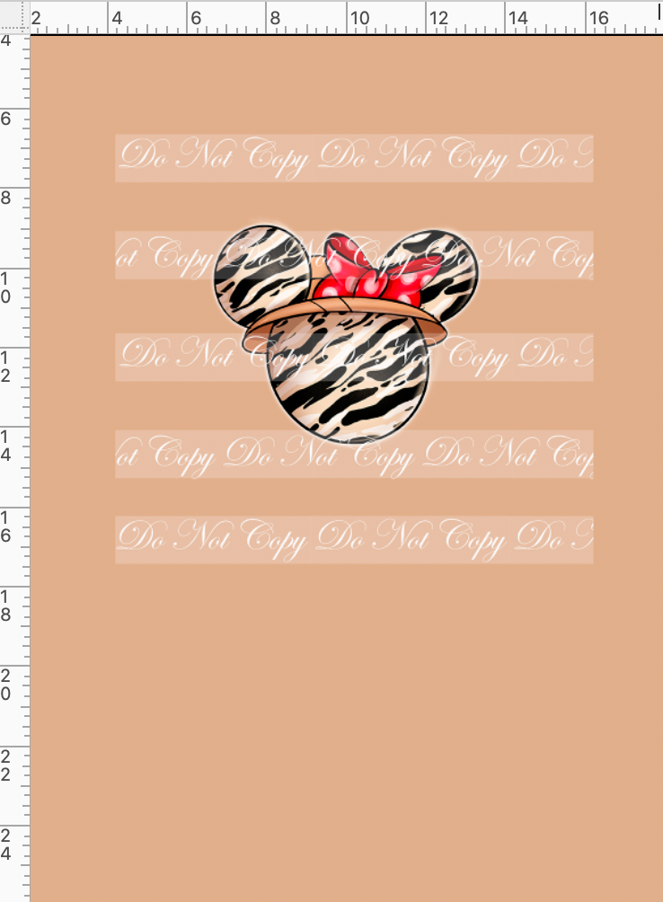 CATALOG - PREORDER - R55 - Safari Adventures - Panel - Mouse Head with Bow - Brown - CHILD